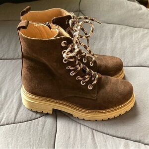 Brown Suede Lace-Up Ankle Boots